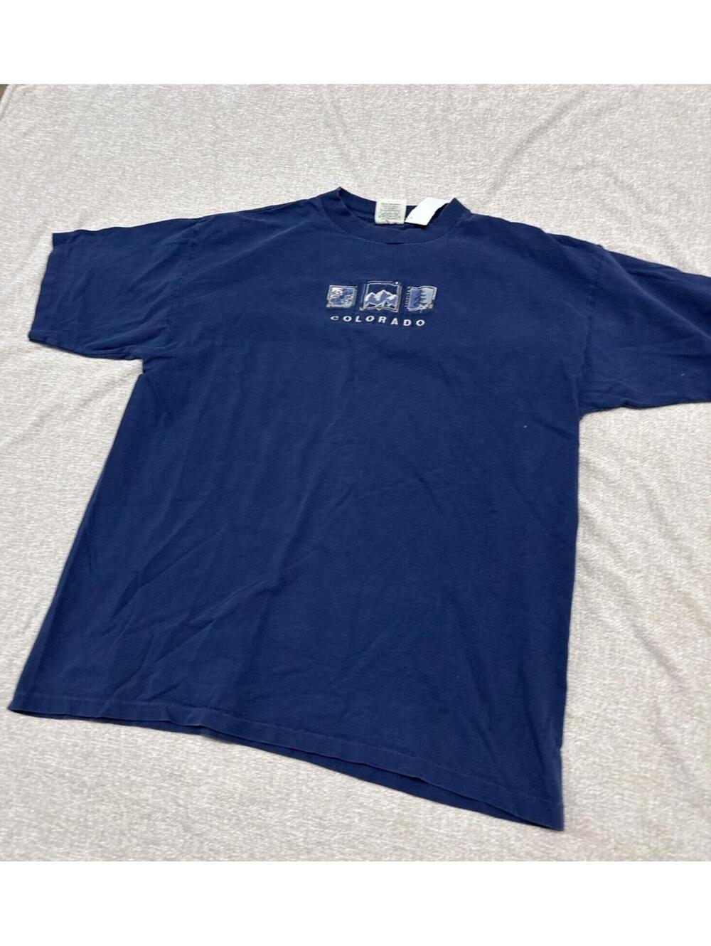 Vintage Prairie Mountain Colorado T Shirt Single Stitch Made USA XL Blue